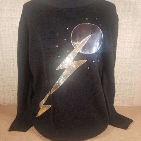 1980 Full Moon & Lightning Bolts Sweater Size 12 - Picture 2 of 7